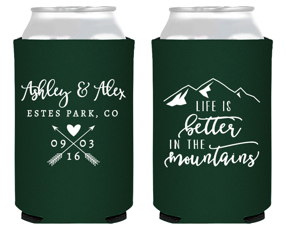 Mountain Life Rustic Wedding Can Coolers #1651