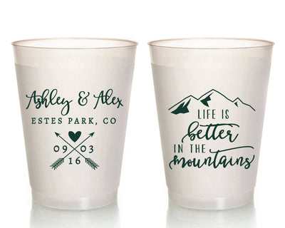 Mountain Wedding Frosted Cup Design #1651