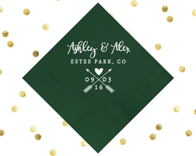 Mountain Colorado Wedding Beverage Napkins #1651