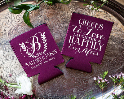 Cheers to Love Laughter and Happily Ever After Neoprene Can Coolers, #1072