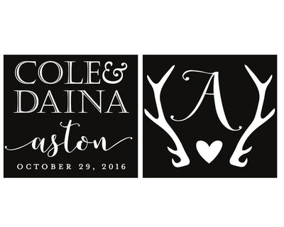Rustic Wedding Antler Neoprene Can Coolers, #1658