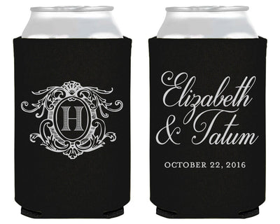 Elegant Monogrammed Wedding Neoprene Can Coolers #1663
