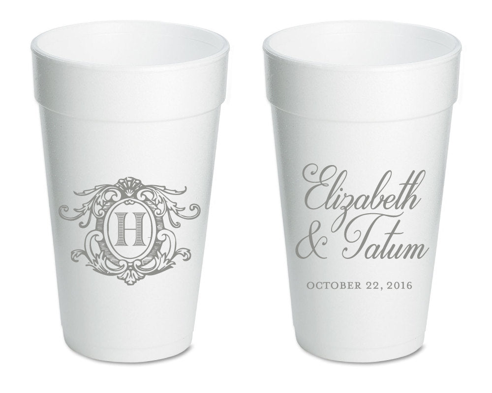 Custom Wedding Monogram Foam Cups #1663