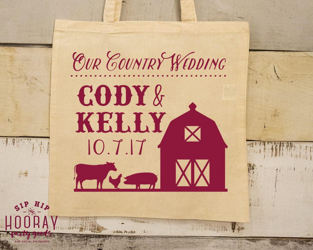 Country Barn Wedding Tote Bag Design #1682