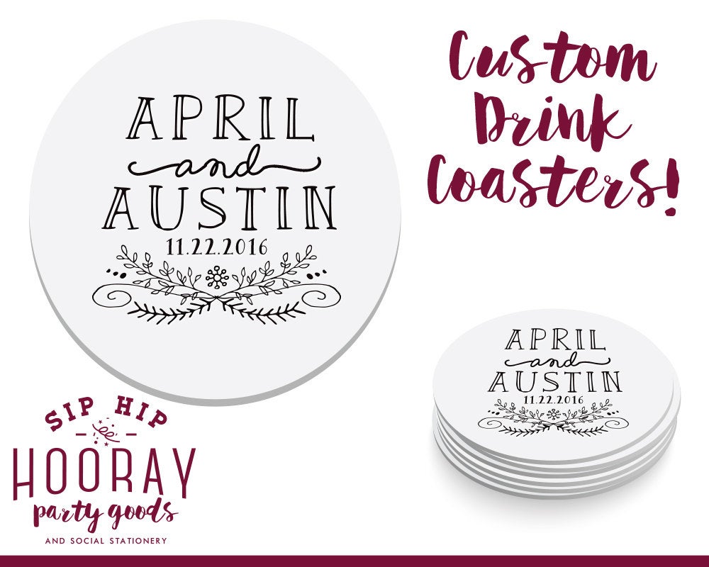 Personalized Last Names Monogram Coasters #1574