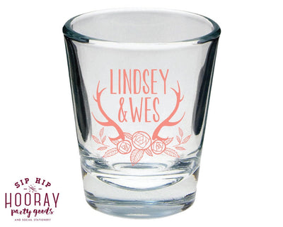 Rustic Antler Wedding Shot Glasses #1582