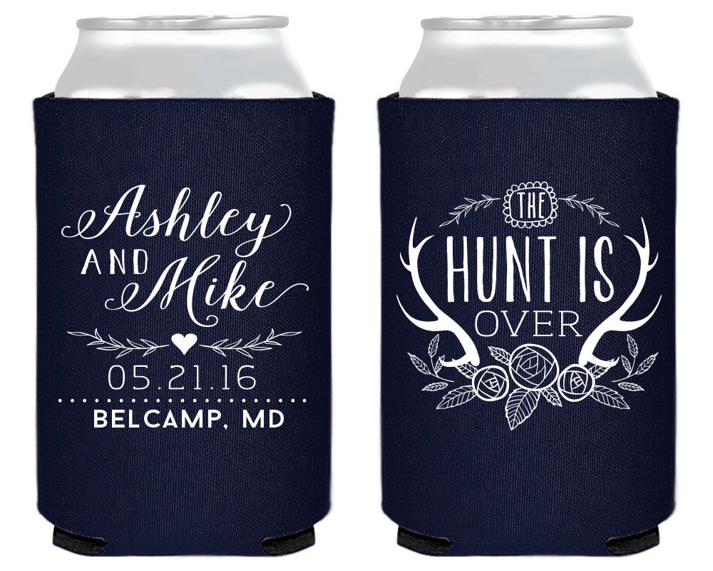 Rustic Antler Wedding Can Coolers #1579