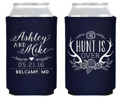 Rustic Antler Wedding Can Coolers #1579