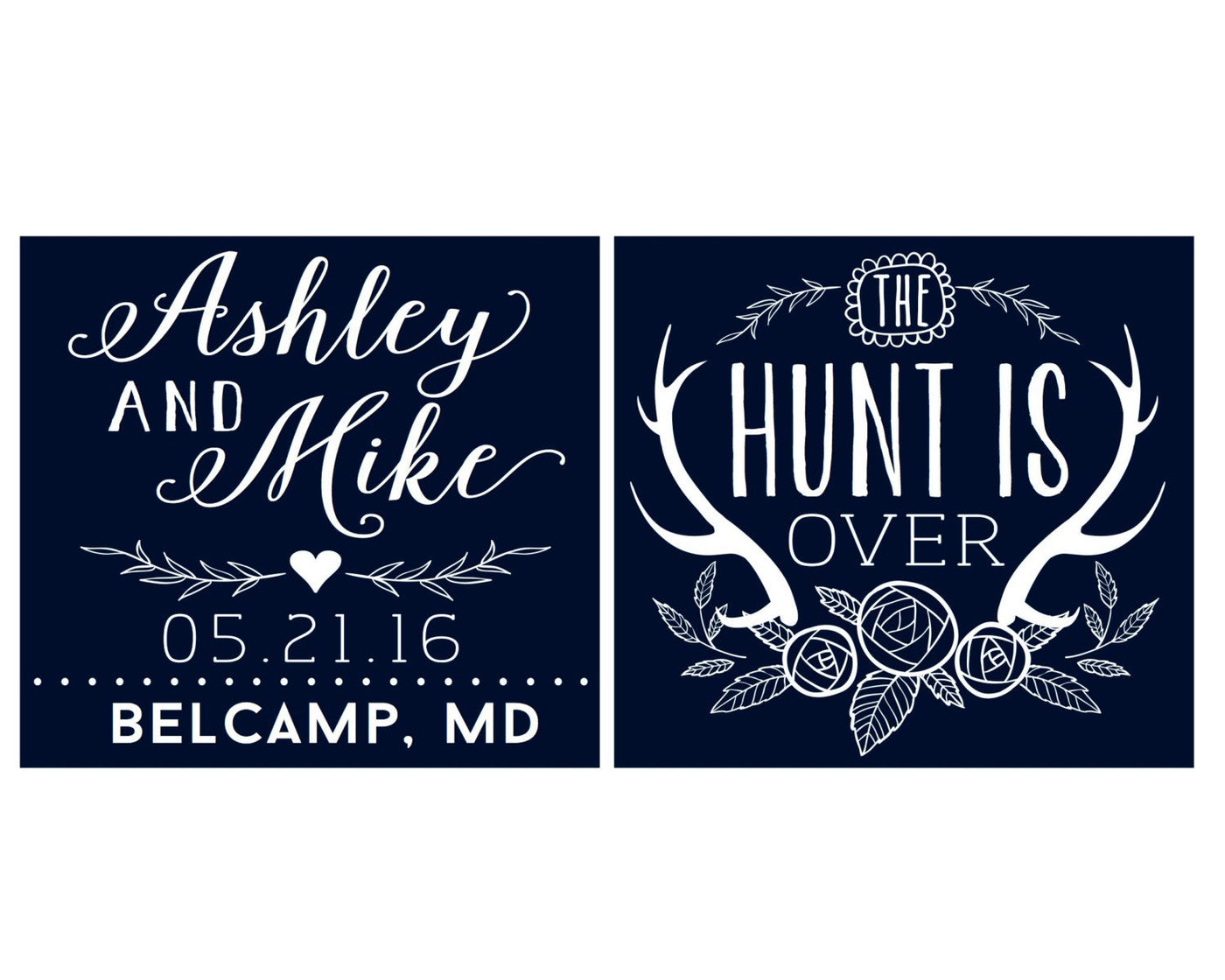 The Hunt is Over Floral Antler Can Cooler Design #1579