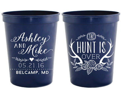The Hunt is Over Floral Antler Stadium Cup Design #1579