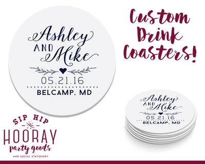 Custom Greenery Wedding Coaster Design #1579
