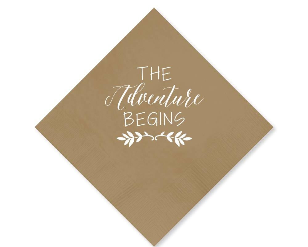 The Adventure Begins Cocktail Napkin Design #1680