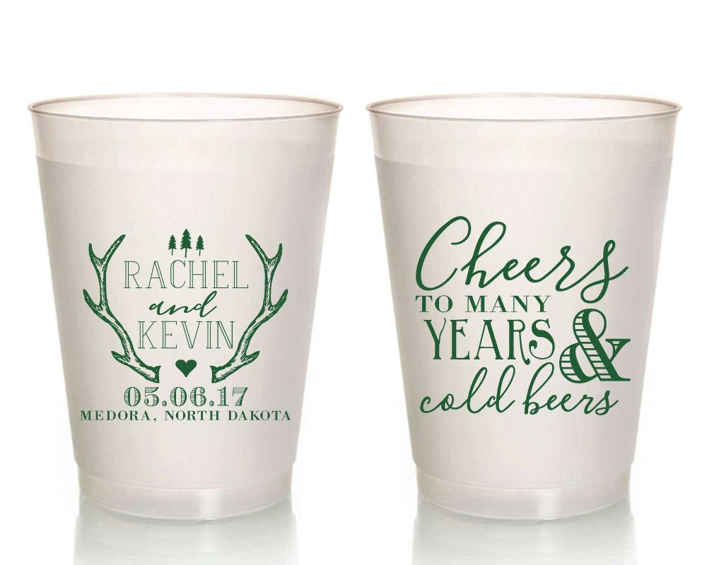 Cheers to Many Years Rustic Wedding Frosted Cups #1681