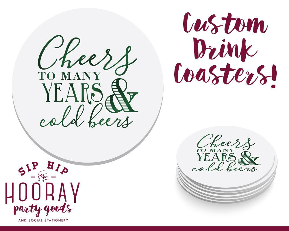Cheers To Many Years Wedding Drink Coasters #1681