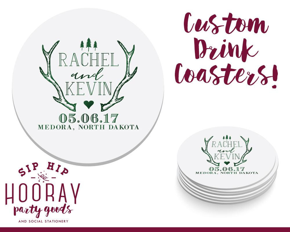Cheers To Many Years Wedding Drink Coasters #1681