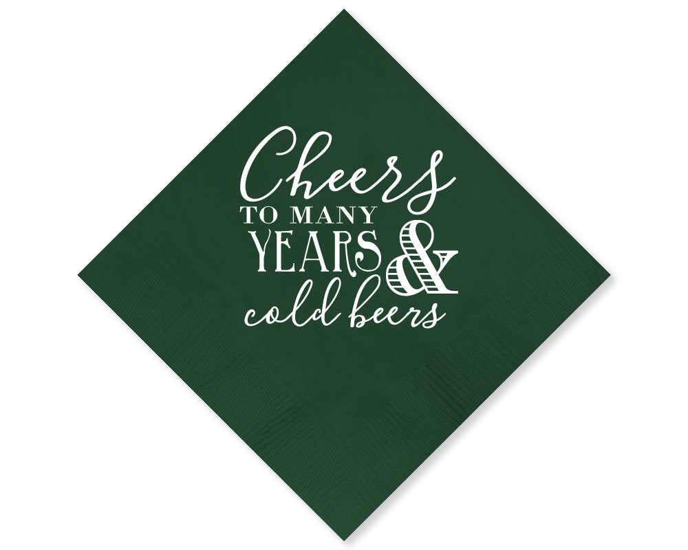 Cheers to Many Years Cocktail Napkin Design #1681