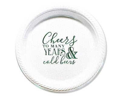 Cheers to Many Years and Cold Beers 7" Cake Plate Design #1681