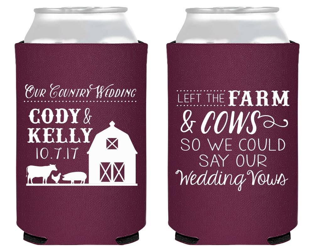 Neoprene Country Barn Wedding Can Coolers #1682