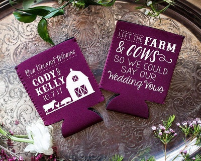Neoprene Country Barn Wedding Can Coolers #1682