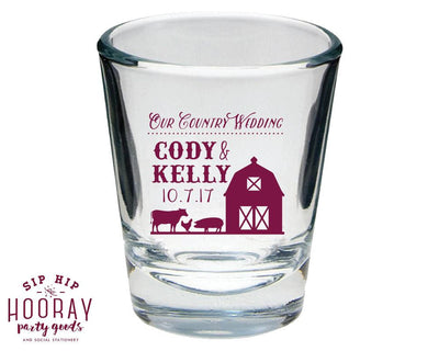 Country Wedding Shot Glass Design #1682