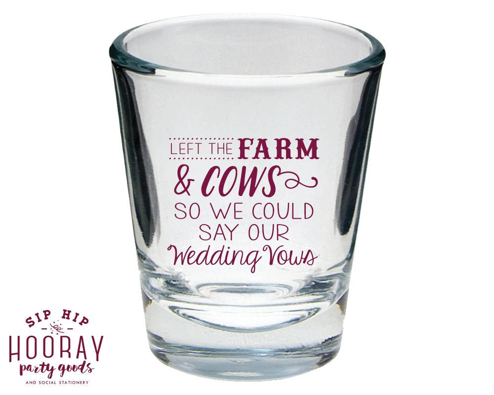 Country Wedding Shot Glass Design #1682