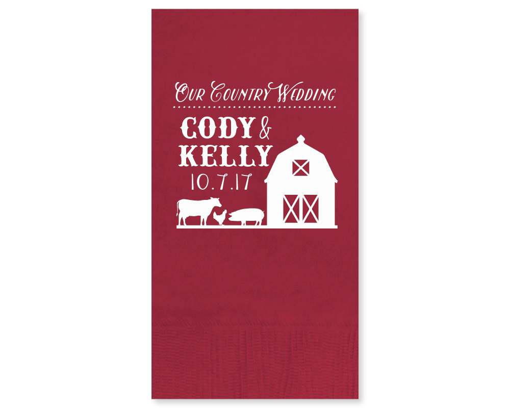 Country Barn Wedding Guest Towel Design #1682