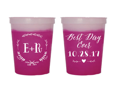 Best Day Ever Monogrammed Color Changing Mood Cup Design #1689