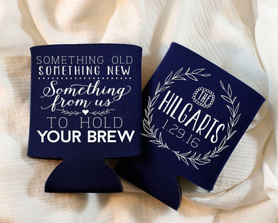 Rustic Antler Wedding Can Coolers #1579
