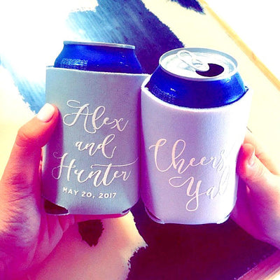 Cheers Y'all Wedding Can Cooler Desgin #1416