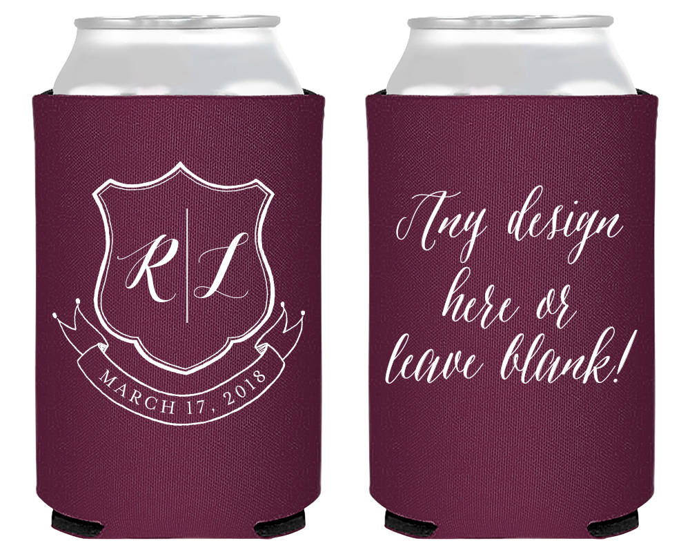 Neoprene Wedding Crest Can Cooler Design #1711