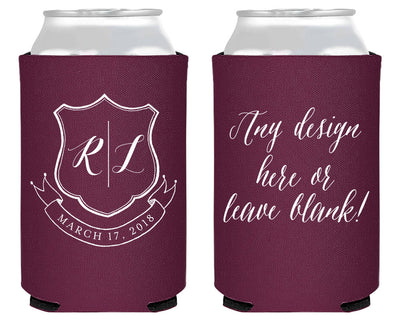 Neoprene Wedding Crest Can Cooler Design #1711