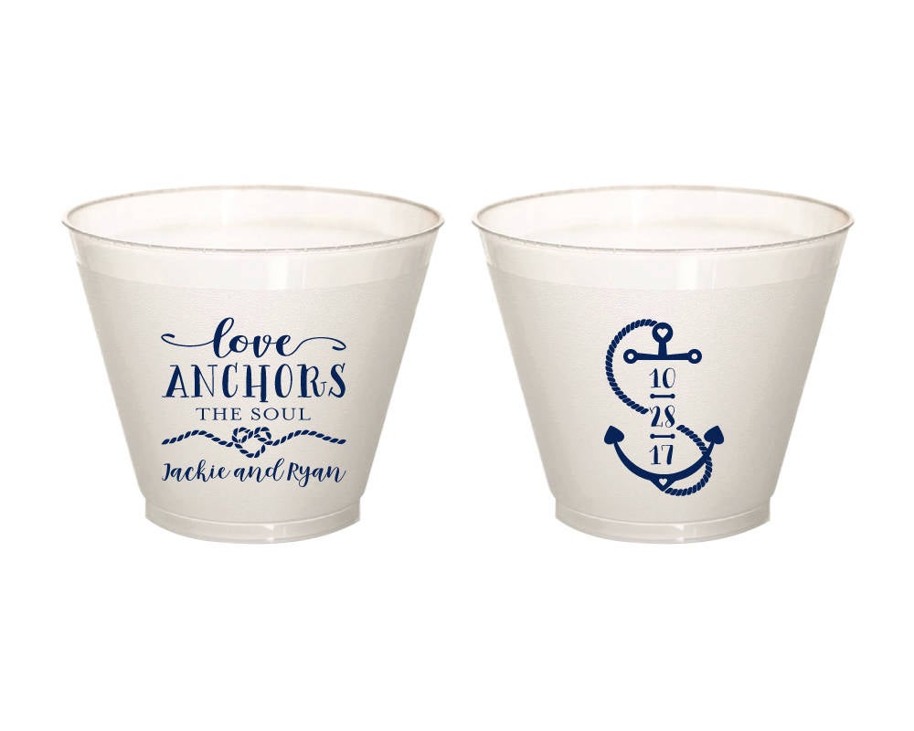 Love Anchors the Soul Nautical 9oz Frosted Cups #1714