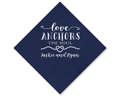 Love Anchors the Soul Nautical Beverage Napkin  #1714