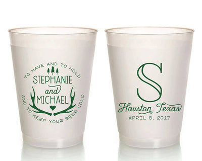 Country Wedding Deer Antler Frosted Cups #1715