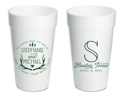 To Have and To Hold Deer Antler Styrofoam Cups #1715