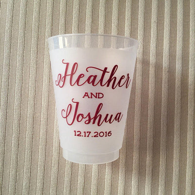 Custom Monogrammed Wedding 16oz Frosted Cups Reusable Wedding Favors