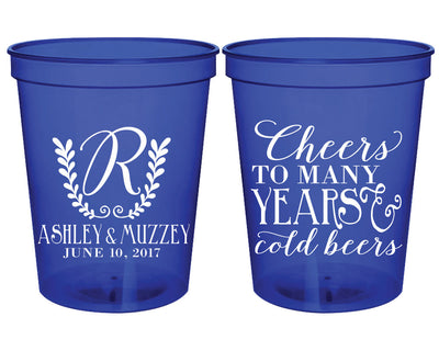 Cheers to Many Years Wedding Stadium Cups #1720