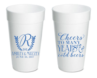 Personalized Monogrammed Foam Cups #1720