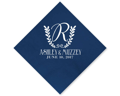 Floral Monogrammed Wedding Napkins #1720