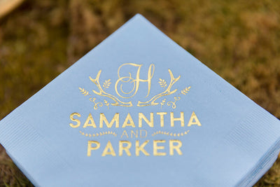 Deer Antler Wedding Beverage Napkins #1028