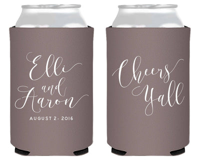 Cheers Y'all Wedding Can Cooler Desgin #1416