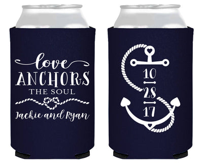 Neoprene Nautical Wedding Can Cooler Design #1714