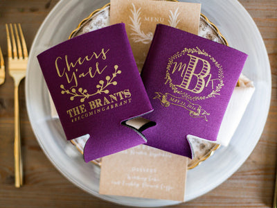 Cheers Y'all Personalized Wedding Can Cooler Design #1024