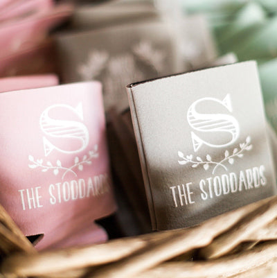 Floral Monogram Wedding Can Coolers #1055