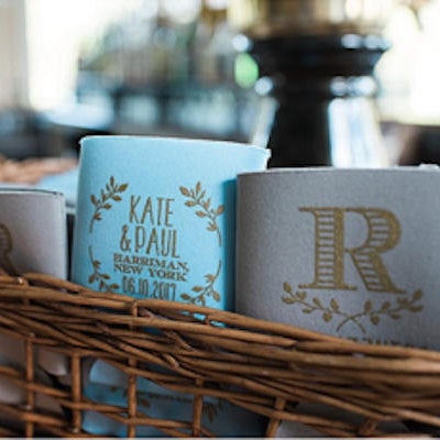 Floral Monogram Wedding Can Coolers #1055