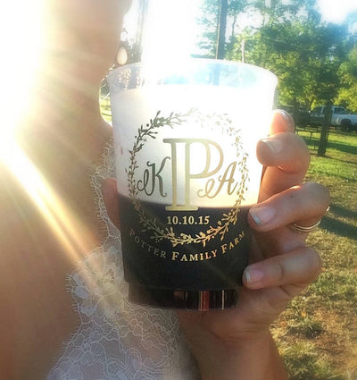 Custom Monogrammed Wedding 16oz Frosted Cups Reusable Wedding Favors