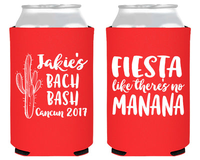 Custom Bachelorette Party Foam Can Coolers Fiesta Like there's No Mañana Personalized Bach Bash Weekend Favors 1757