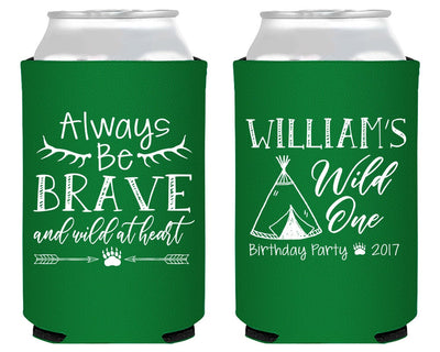 Wild One Birthday Party Neoprene Can Coolers #1763