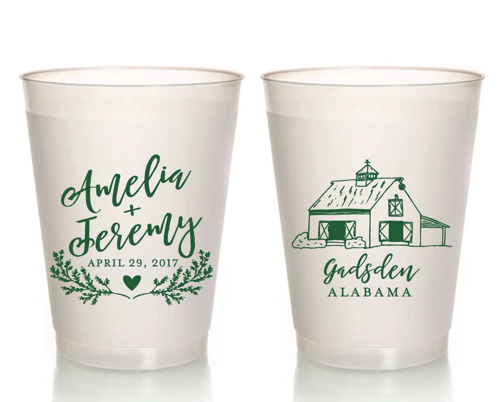 Barn Wedding 9oz Wine Frosted Cup Design #1766