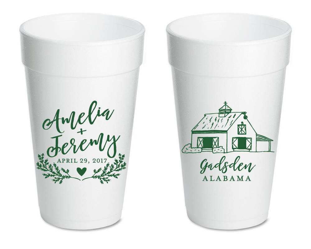 Barn Country Wedding Foam Cups #1766